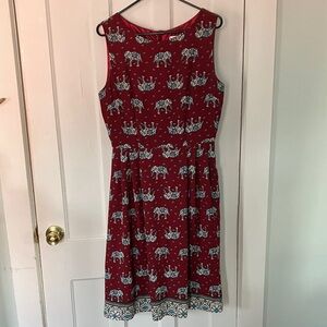 Elegant Red Elephant Print Dress